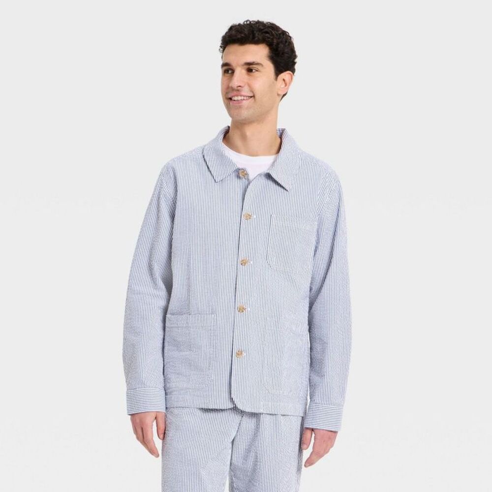 Goodfellow & Co - Men's Easter Capsule Seersucker Shacket - Goodfell Blue